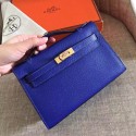 Best 1:1 Hermes Electric Blue Epsom Kelly Pochette Handmade Bag HT00043