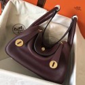 Best Hermes Bordeaux Lindy 30cm Clemence Handmade Bag HT00538