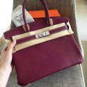 Best Hermes Ruby Clemence Birkin 30cm Handmade Bag HT00712