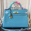 Best Quality Hermes Blue Jean Clemence Kelly 28cm Bag HT00303