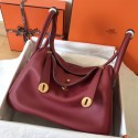 Best Replica Hermes Bicolor Lindy 30cm Swift Bordeaux Handmade Bag HT00566