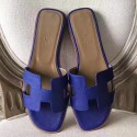 Cheap Hermes Oran Sandals In Blue Epsom Leather HT00924
