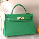 Copy Best Quality Hermes Bamboo Epsom Kelly Mini II 20cm Handmade Bag HT00981