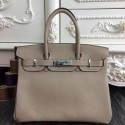 Copy Hermes Birkin 30cm 35cm Bag In Grey Clemence Leather HT00251