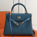 Copy Hermes Blue Jean Clemence Kelly 25cm GHW Bag HT00649