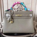 Copy Hermes Grey Clemence Kelly 32cm Retourne Bag HT01346