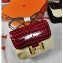 Customized Hermes Mini Constance 18cm Shiny Alligator Crocodile Original Leather Bag HT00529