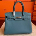 Designer Fake Hermes Blue Jean Epsom Birkin 35cm Handmade Bag HT01085