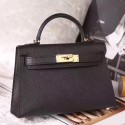 Designer Knockoff Hermes Black Epsom Kelly Mini II 20cm Handmade Bag HT01173