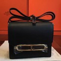 Designer Replica Hermes Mini Sac Roulis Bag In Black Swift Leather HT00177
