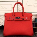 Fake Hermes Birkin 30cm 35cm Bag In Red Clemence Leather HT00601