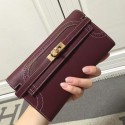 Fake Hermes Kelly Ghillies Wallet In Bordeaux Swift Leather HT01349