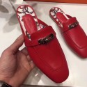 Fake Hermes Oz Mule In Red Calfskin Leather HT00466