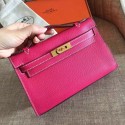 Fake Hermes Rose Red Epsom Kelly Pochette Handmade Bag HT01042