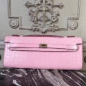 Fake High Quality Hermes Pink Crocodile Kelly Cut Clutch Bag HT01178