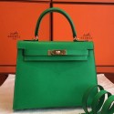 Fashion Hermes Bamboo Epsom Kelly Sellier 28cm Handmade Bag HT00570