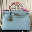 Fashion Hermes Light Blue Epsom Kelly 32cm Sellier Bag HT00480