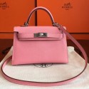 Fashion Hermes Rose Confetti Epsom Kelly Mini II 20cm Handmade Bag HT01058