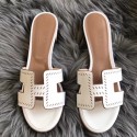 Fashion Hermes White Epsom Oasis Perforated Sandals HT00172