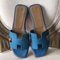 First-class Quality Hermes Oran Sandals In Turquoise Epsom Leather HT01243
