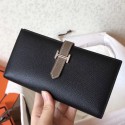 Hermes Bi-Color Epsom Bearn Wallet Black/Taupe HT00880