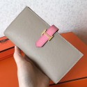Hermes Bi-Color Epsom Bearn Wallet Grey/Pink HT01145