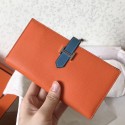 Hermes Bi-Color Epsom Bearn Wallet Orange/Blue Jean HT00206