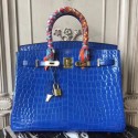 Hermes Birkin 30cm 35cm Bag In Blue Electric Crocodile Leather HT00092