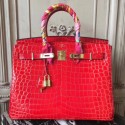 Hermes Birkin 30cm 35cm Bag In Cherry Crocodile Leather HT01068