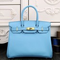 Hermes Birkin 30cm 35cm Bag In Light Blue Epsom Leather HT00663