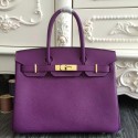 Hermes Birkin 30cm 35cm Bag In Purple Clemence Leather HT00097