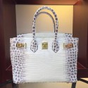Hermes Birkin 30cm 35cm Bag In White Crocodile Leather HT01235
