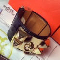 Hermes Black Alligator Collier de Chien Bracelet Size S HT00292