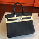 Hermes Black Clemence Birkin 25cm Handmade Bag HT00184