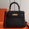 Hermes Black Clemence Kelly 20cm GHW Bag HT01122