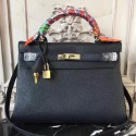 Hermes Black Clemence Kelly 32cm Retourne Bag HT00950