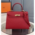 Hermes Red Kelly Lakis 32cm Toile and Swift Bag HT00429