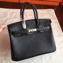 Hermes Black Swift Birkin 25cm Handmade Bag HT00759