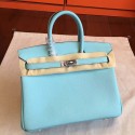 Hermes Blue Atoll Epsom Birkin 25cm Handmade Bag HT00401