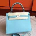 Hermes Blue Atoll Epsom Kelly 25cm Sellier Handmade Bag HT00273