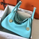 Hermes Blue Atoll Lindy 26cm Swift Handmade Bag HT00829