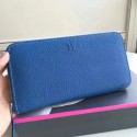 Hermes Blue Clemence Azap Zipped Wallet HT00348