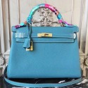 Hermes Blue Jean Clemence Kelly 32cm Retourne Bag HT01066