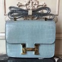 Hermes Blue Lin Constance MM 24cm Crocodile Bag HT00001