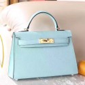 Hermes Blue Zephyr Epsom Kelly Mini II 20cm Handmade Bag HT00084