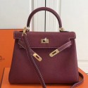 Hermes Bordeaux Clemence Kelly 25cm GHW Bag HT00516