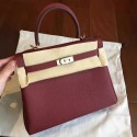 Hermes Bordeaux Clemence Kelly 25cm Retourne Handmade Bag HT01168