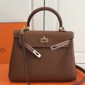 Hermes Brown Clemence Kelly 25cm GHW Bag HT01114
