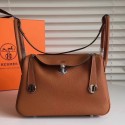 Hermes Brown Clemence Lindy 30cm Bag HT00613