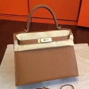 Hermes Brown Epsom Kelly Sellier 28cm Handmade Bag HT00293